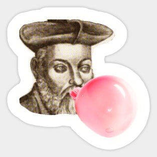 Nostradamus with pink bubble gum Sticker